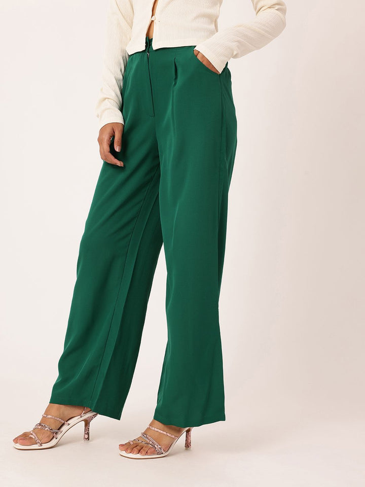 DressBerry Women Emerald Eleganza Straight Fit Trousers