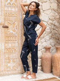 SANSKRUTIHOMES Printed Pure Cotton Top With Trousers