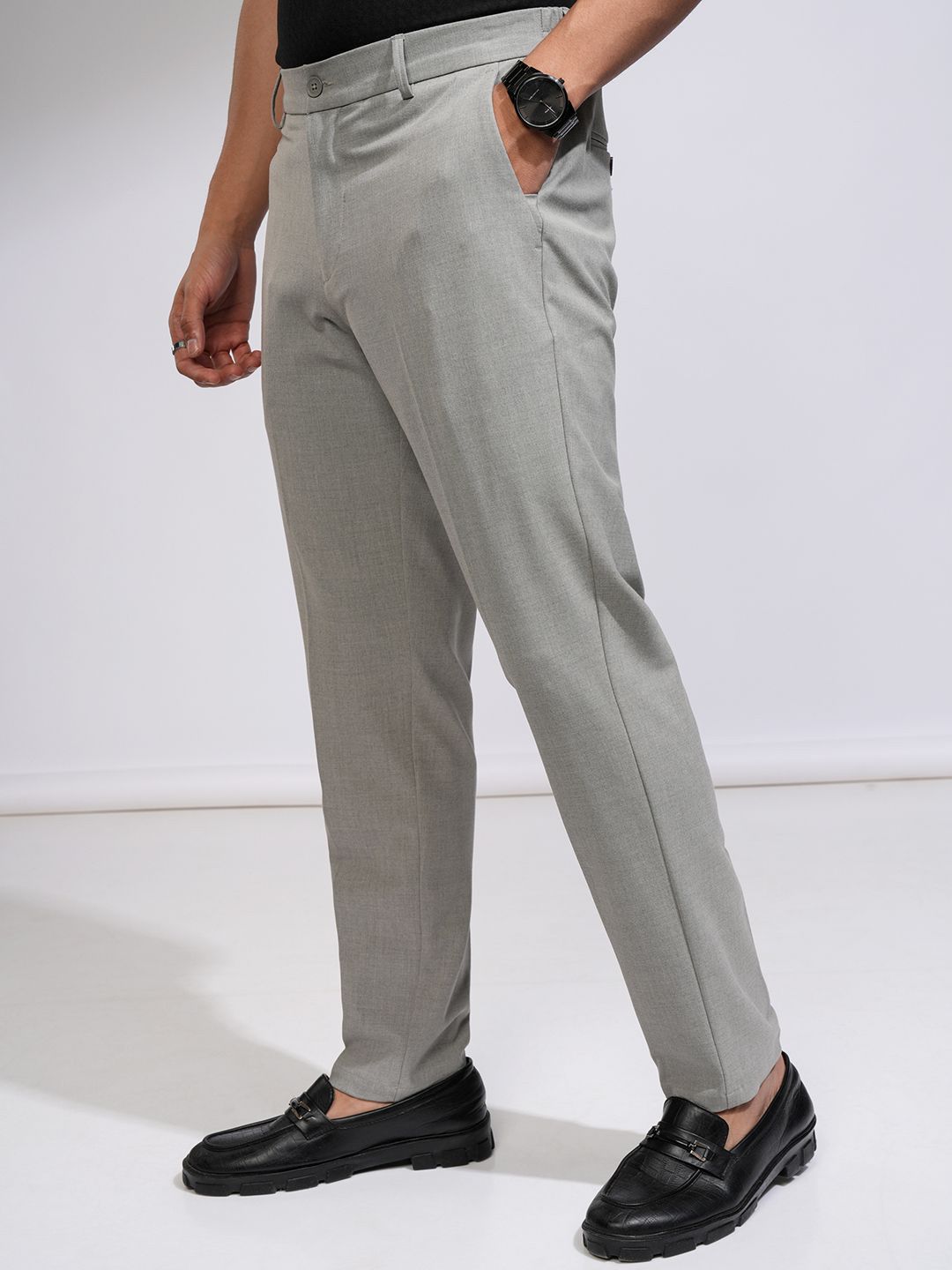 HIGHLANDER Men Corduroy Textured Smart Formal Pant