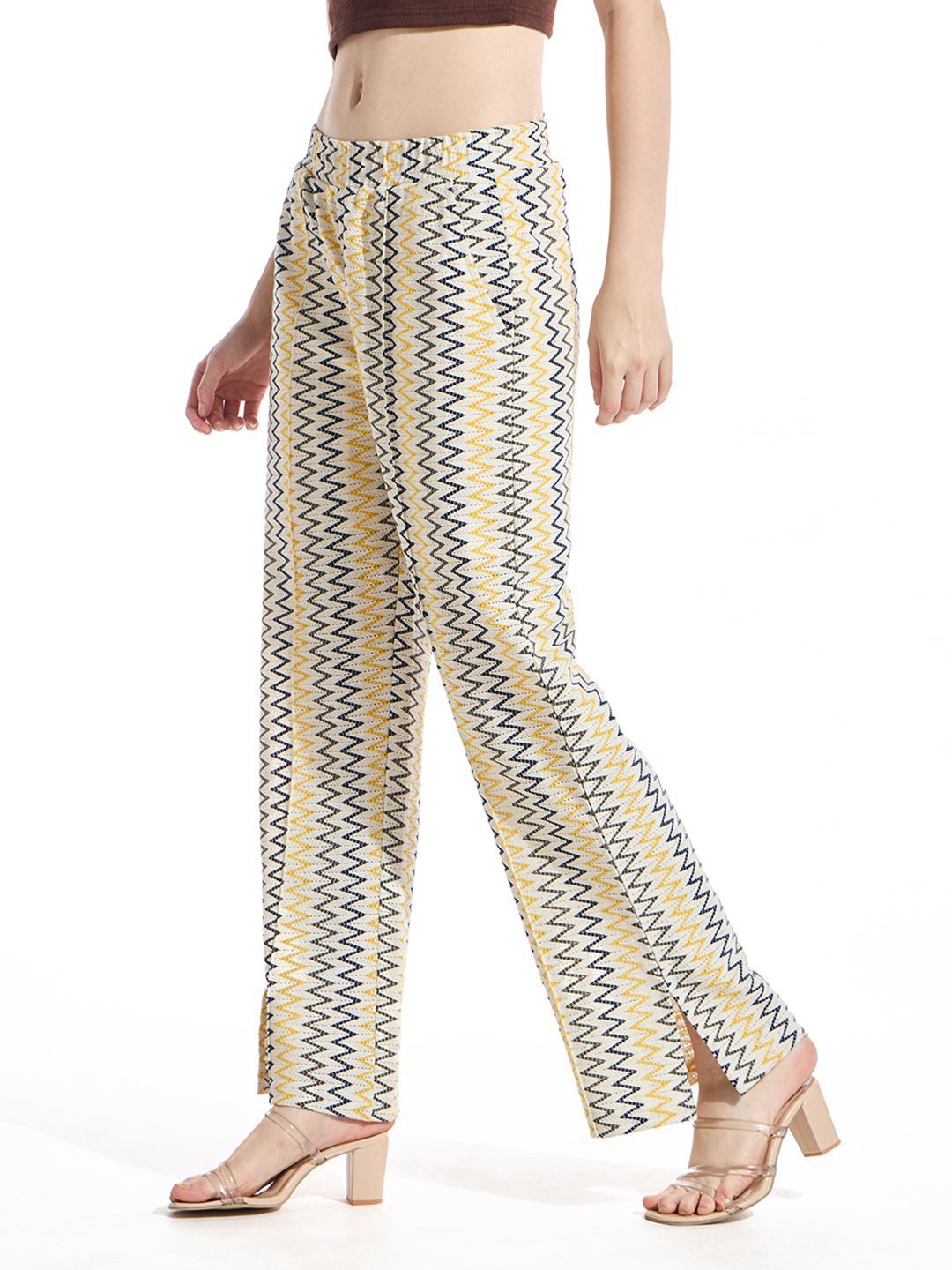 Bewakoof Women Printed Cotton Baggy Relaxed High-Rise Parallel Trousers
