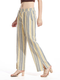 Bewakoof Women Printed Cotton Baggy Relaxed High-Rise Parallel Trousers