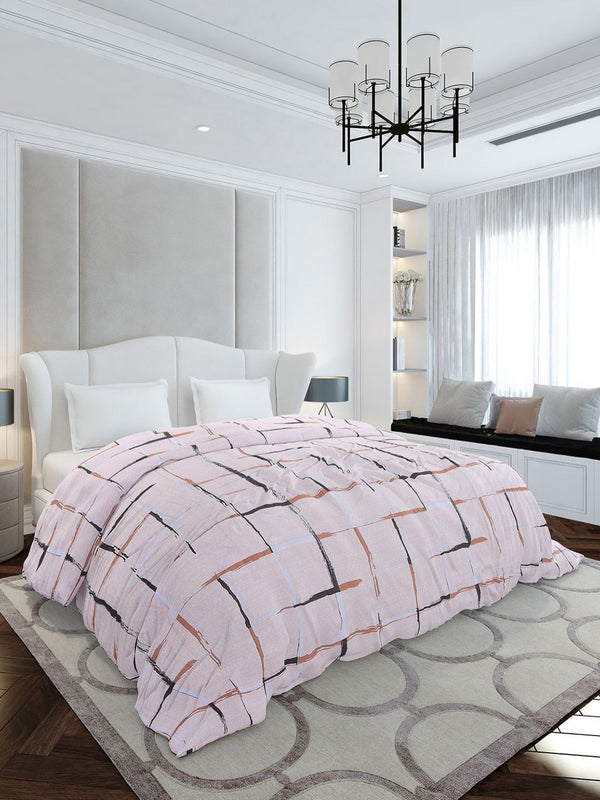 Monte Carlo Peach-Coloured & Brown Geometric Mild Winter 210 GSM Double Bed Duvet