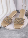 Metro Women Embellished Square Toe Open Toe Heels