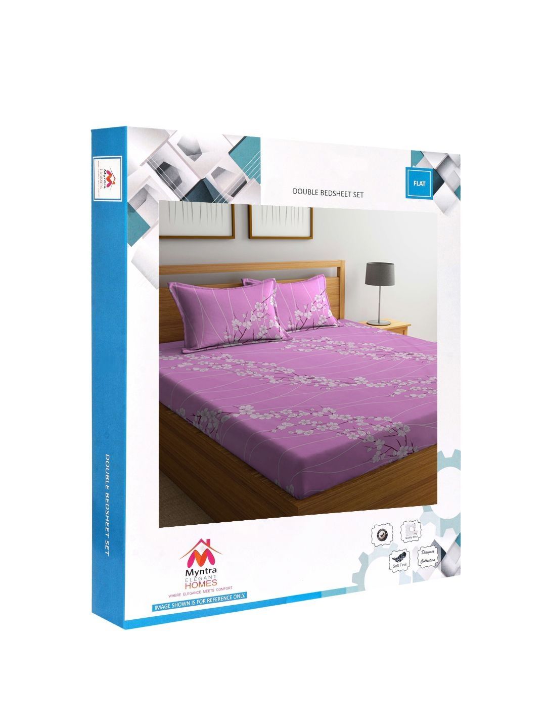Myntra Elegant Homes White Floral Pure Cotton 400 TC King Superfine Bedsheet dengan 2 Sarung Bantal-98 x 89 inci
