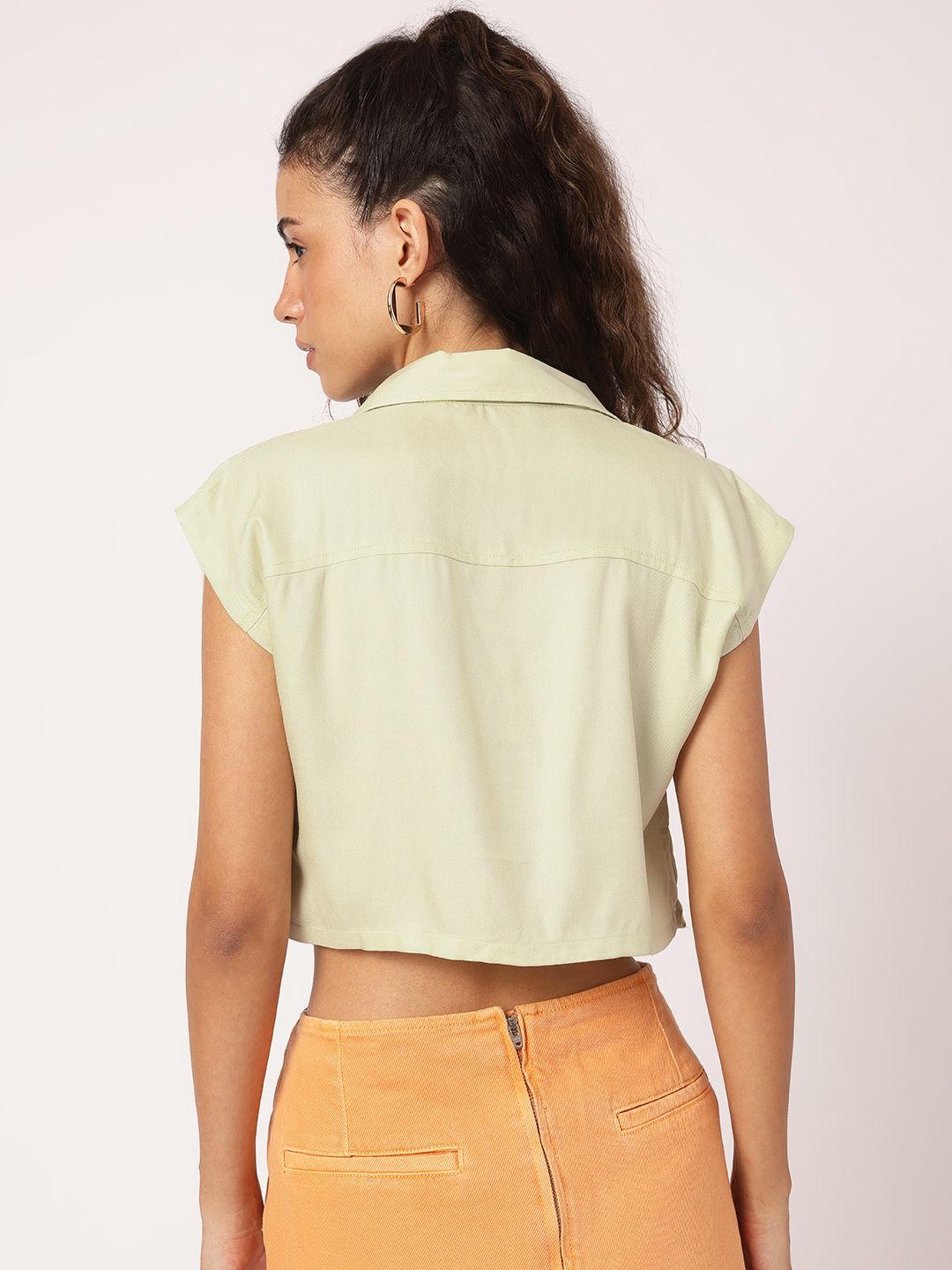 DressBerry Matcha Magic Effortless Elegance Chest Pocket Detail Shirt-Style Top