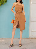 DressBerry Ribbed Ruched Wrap-Style Dress
