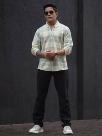 Powerlook Men Checked Polo Collar T-shirt