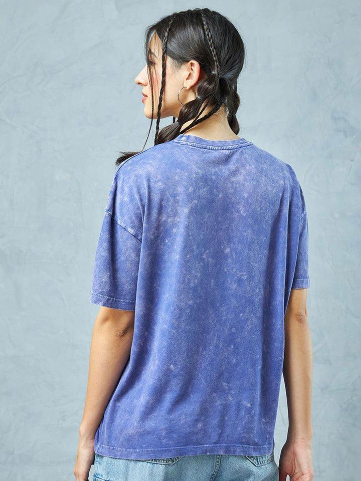 Bewakoof Official Harry Potter Merchandise Women's Printed Oversized Acid Wash T-Shirt