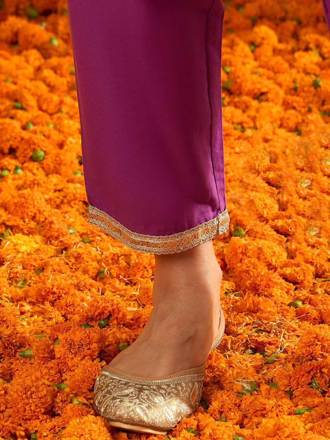 Indo Era Bandhani Embroidered Sequinned Pure Cotton Straight Kurta With Trousers & Dupatta