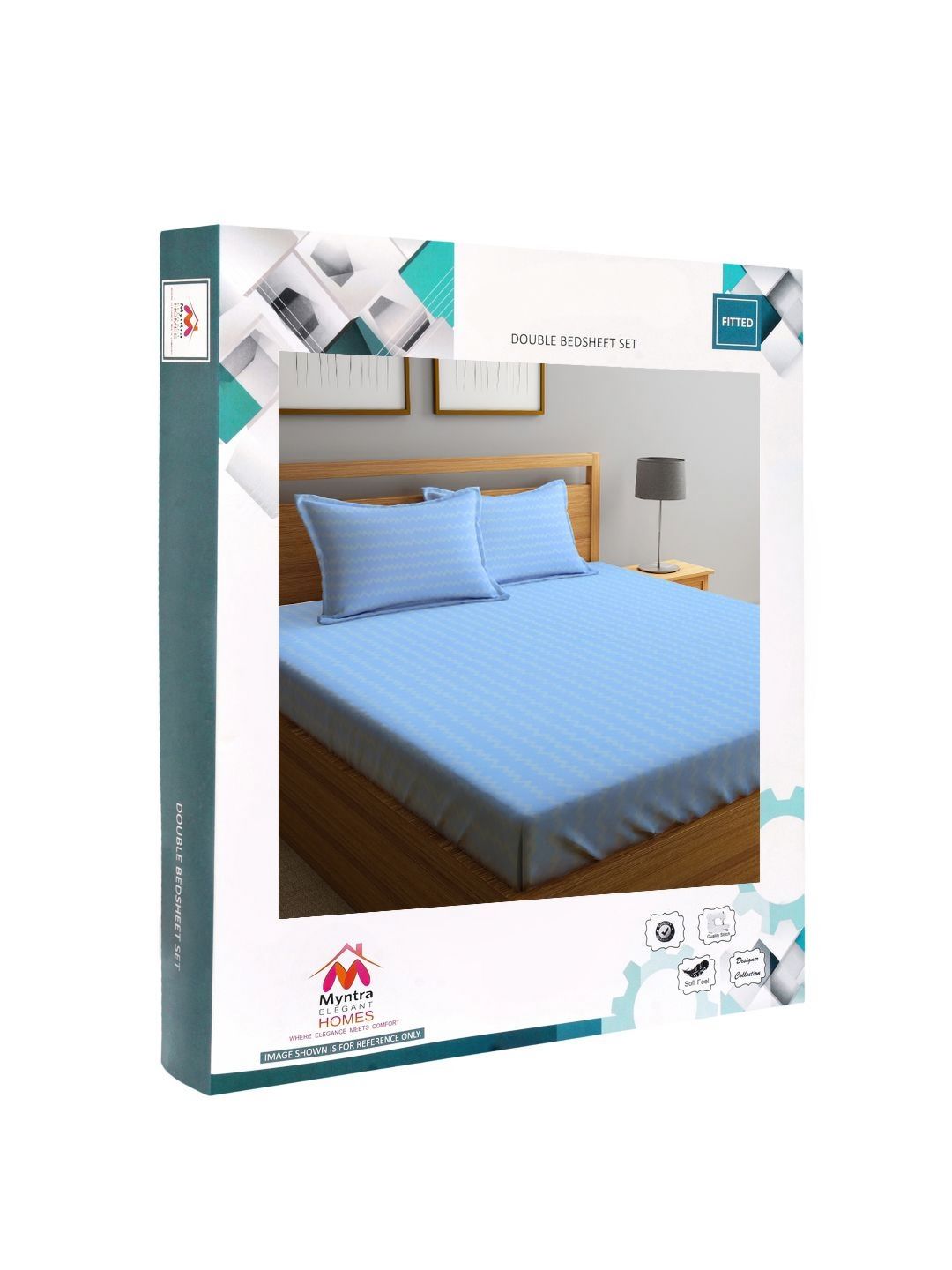 Myntra Elegant Homes Blue 300 TC King Bedsheet with 2 Pillow Covers