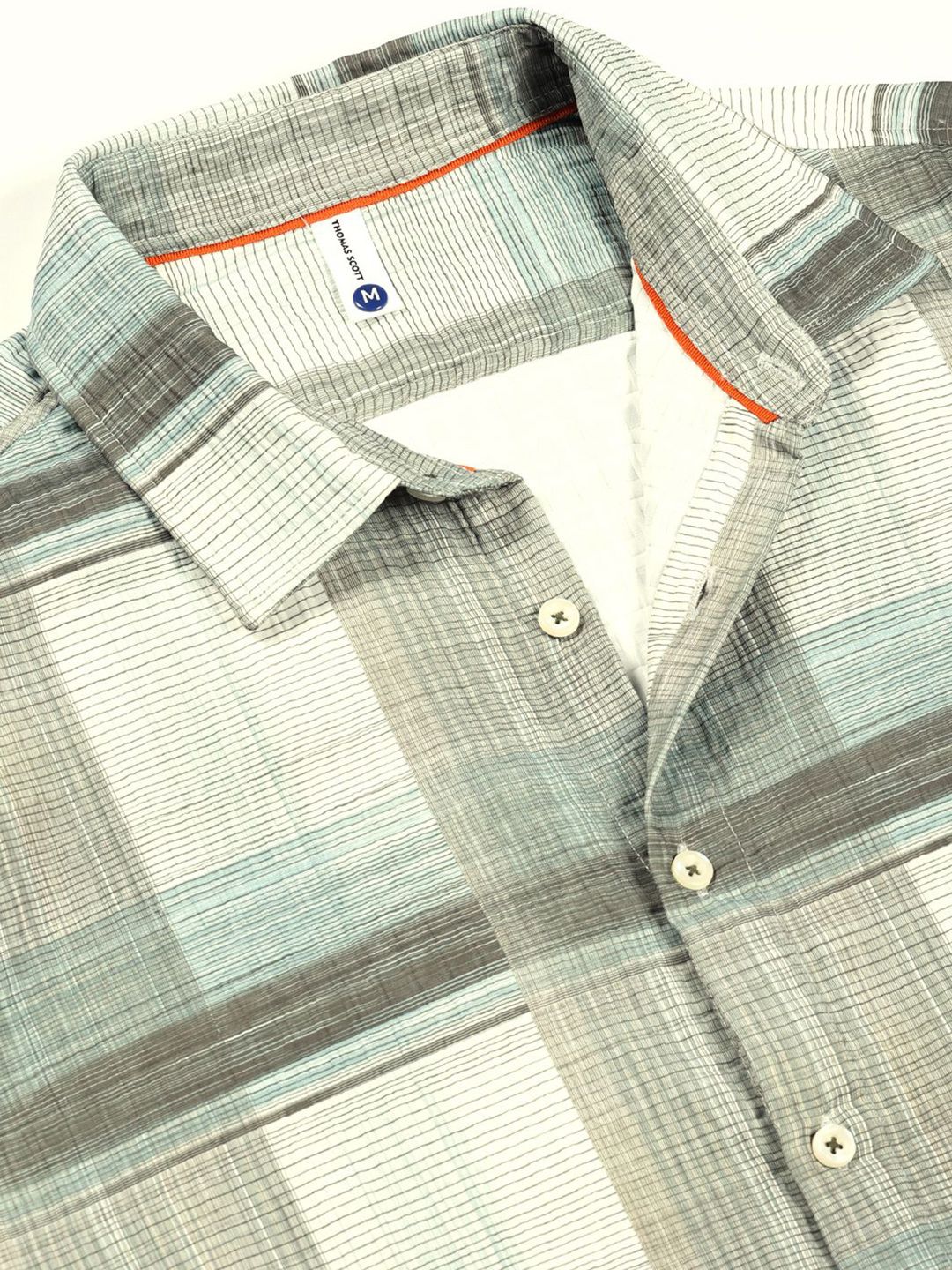 Thomas Scott Men Premium Slim Fit Tartan Checks Opaque Checked Casual Shirt