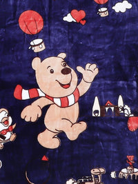 Monte Carlo Navy Blue & Beige Cartoon Characters Mild Winter 550 GSM Single Bed Blanket