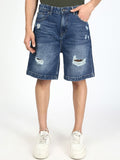Bene Kleed Men Relaxed Distressed Denim Shorts