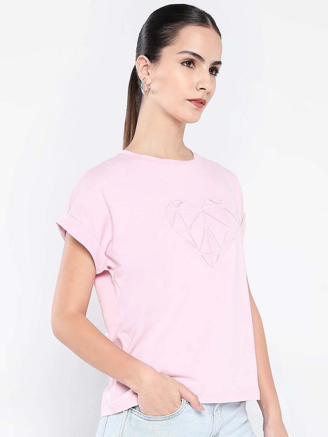 RAREISM Women Graphic Printed Round Neck Cotton Relaxed Fit T-shirt