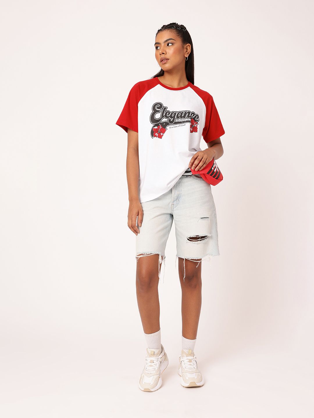 DressBerry Timeless Elegance Printed Raglan Sleeves Relaxed Fit T-shirt