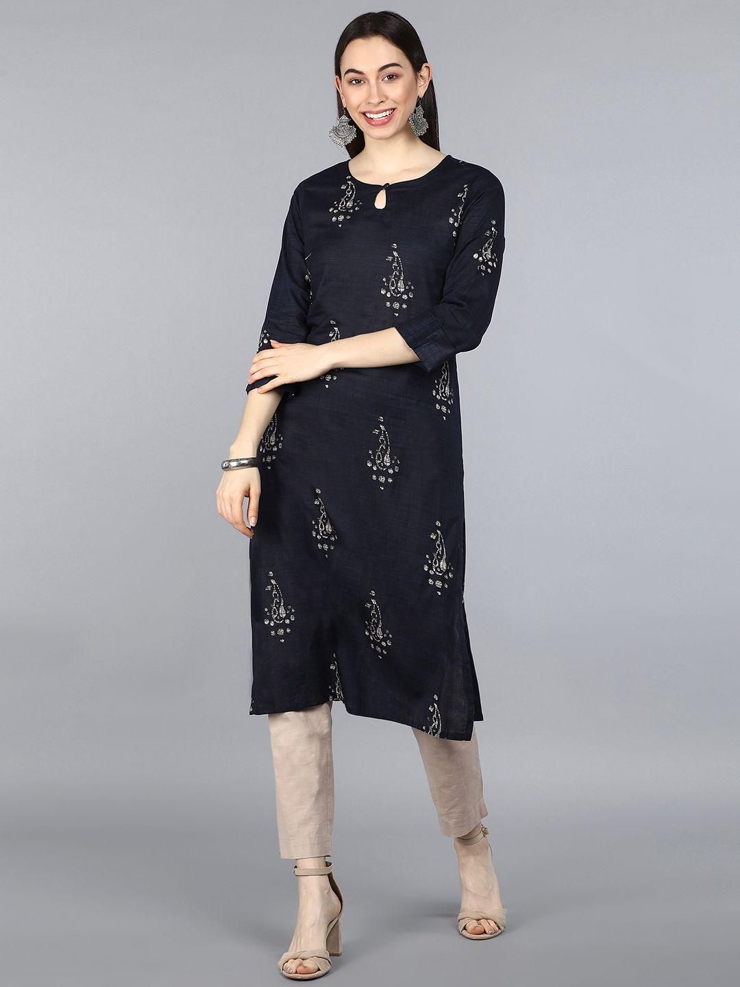 KALINI Women Ethnic Motifs Printed Keyhole Neck Kurta