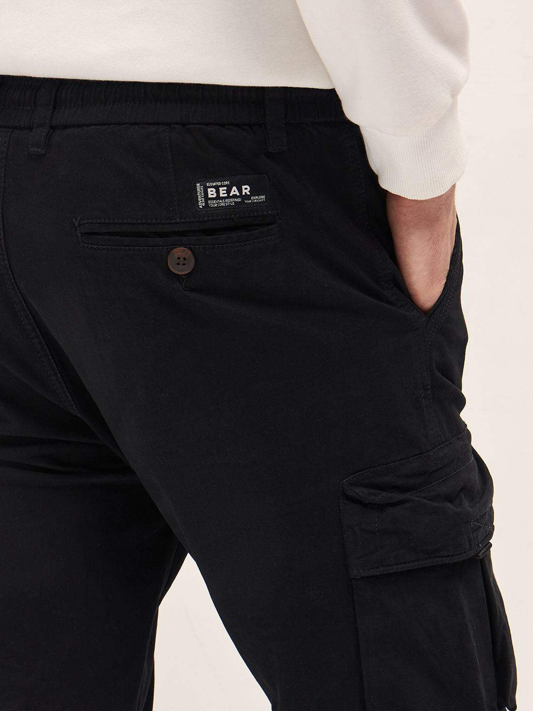 THE BEAR HOUSE Men Cotton Solid Regular Fit Cargo