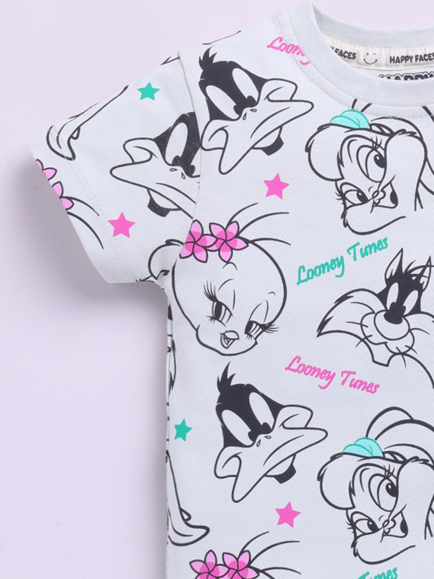 Happy Faces Girls Looney Tunes Printed Pure Cotton T-shirt