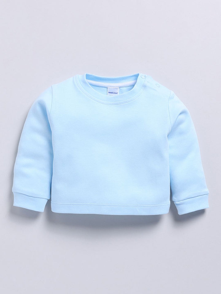 Moms Love Infant Boys Graphic Printed Cotton Dungaree & Sweatshirt