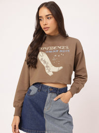 DressBerry Printed Drop-Shoulder Crop Sweatshirt