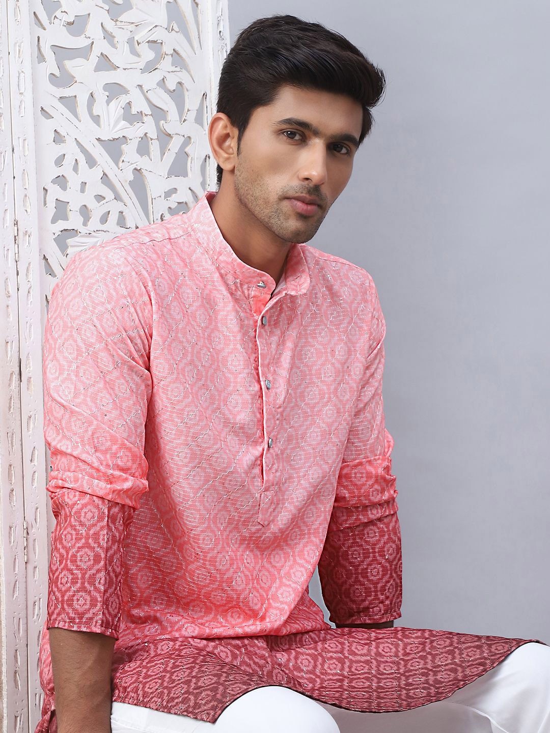 Jompers Ethnic Motifs Printed Mandarin Collar Straight Kurta