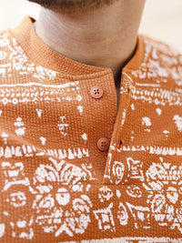 Powerlook Floral Printed Henley Collar Oversized T-shirt