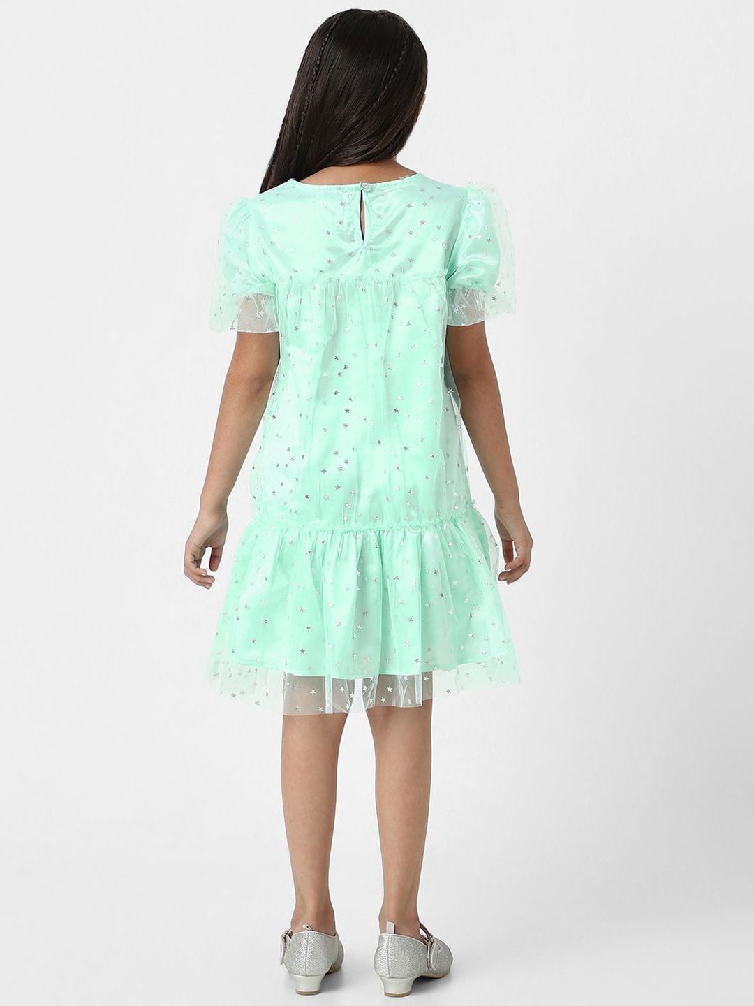 Nauti Nati Embellished Puff Sleeve A-Line Dress