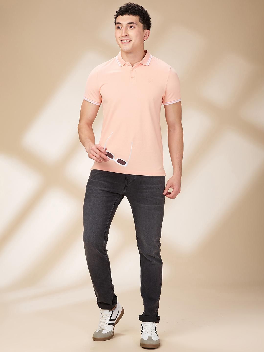 Being Human Men Solid Polo Collar Cotton Slim Fit T-shirt