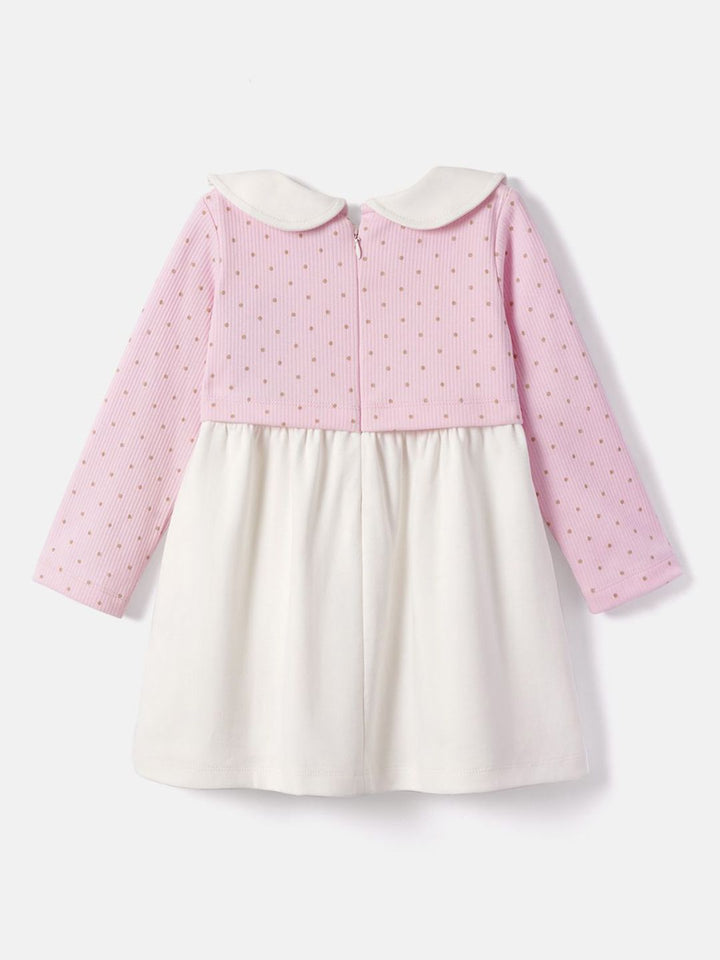 Nauti Nati Girls Polka Dot Cotton  Peter Pan Collar A-Line Dress