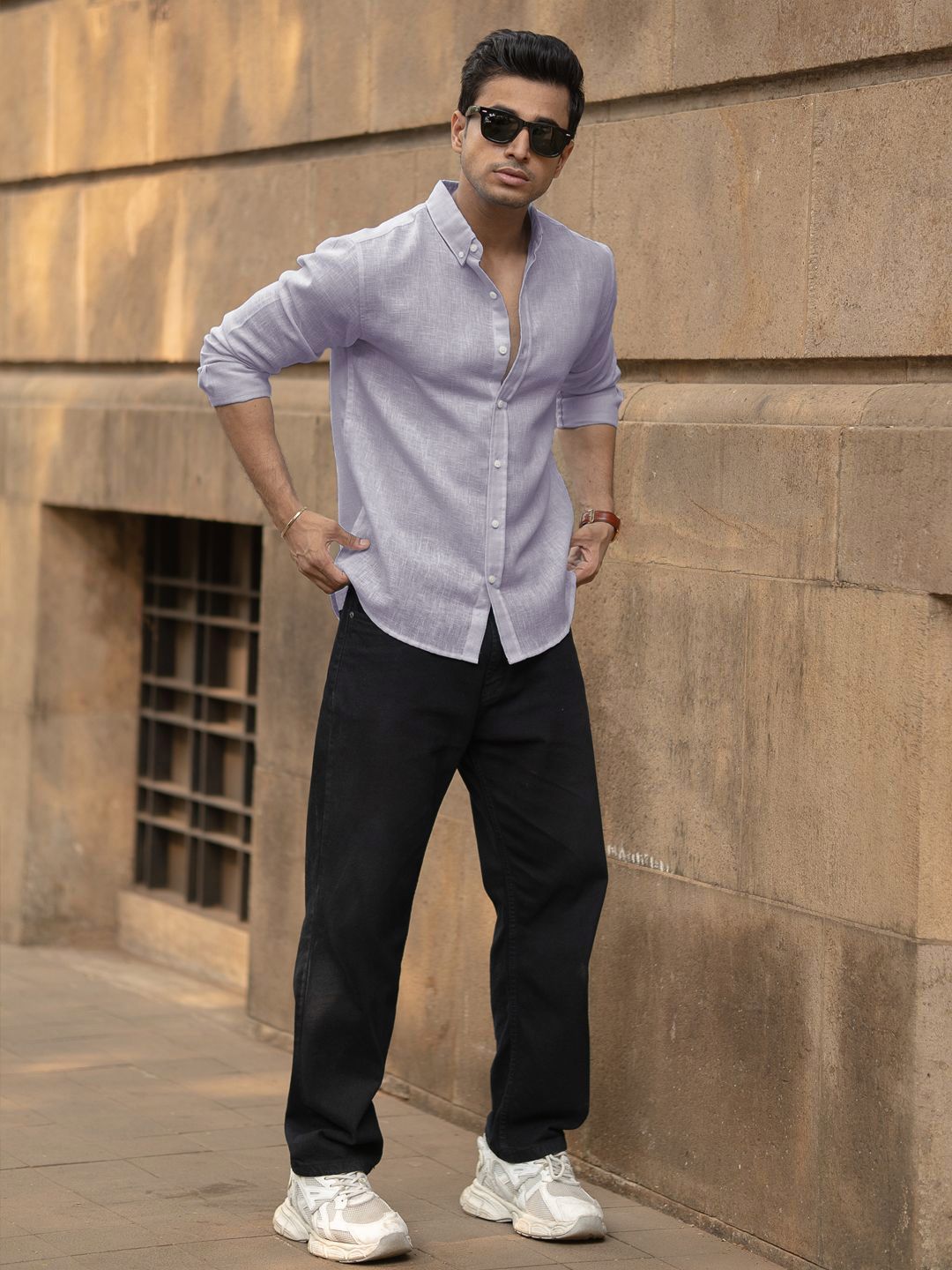 Powerlook Men Solid Button-Down Collar Casual Shirt