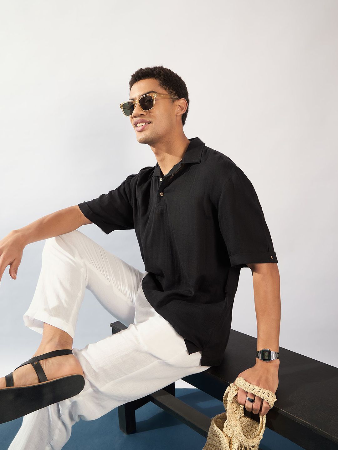 DENNISON Muslin Double Gauge Oversized Cotton Shirt