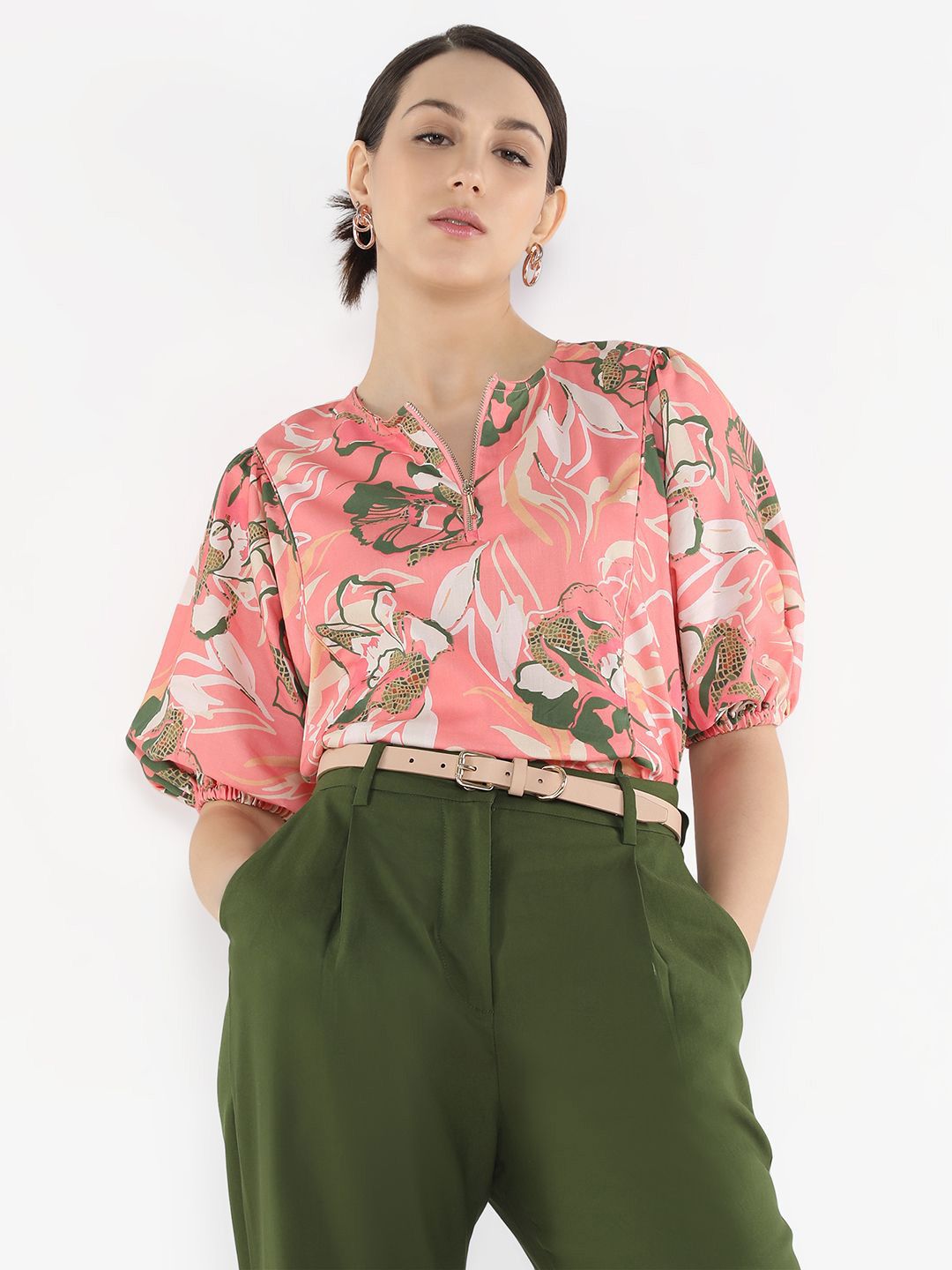 RAREISM Tropical Print Cotton Top