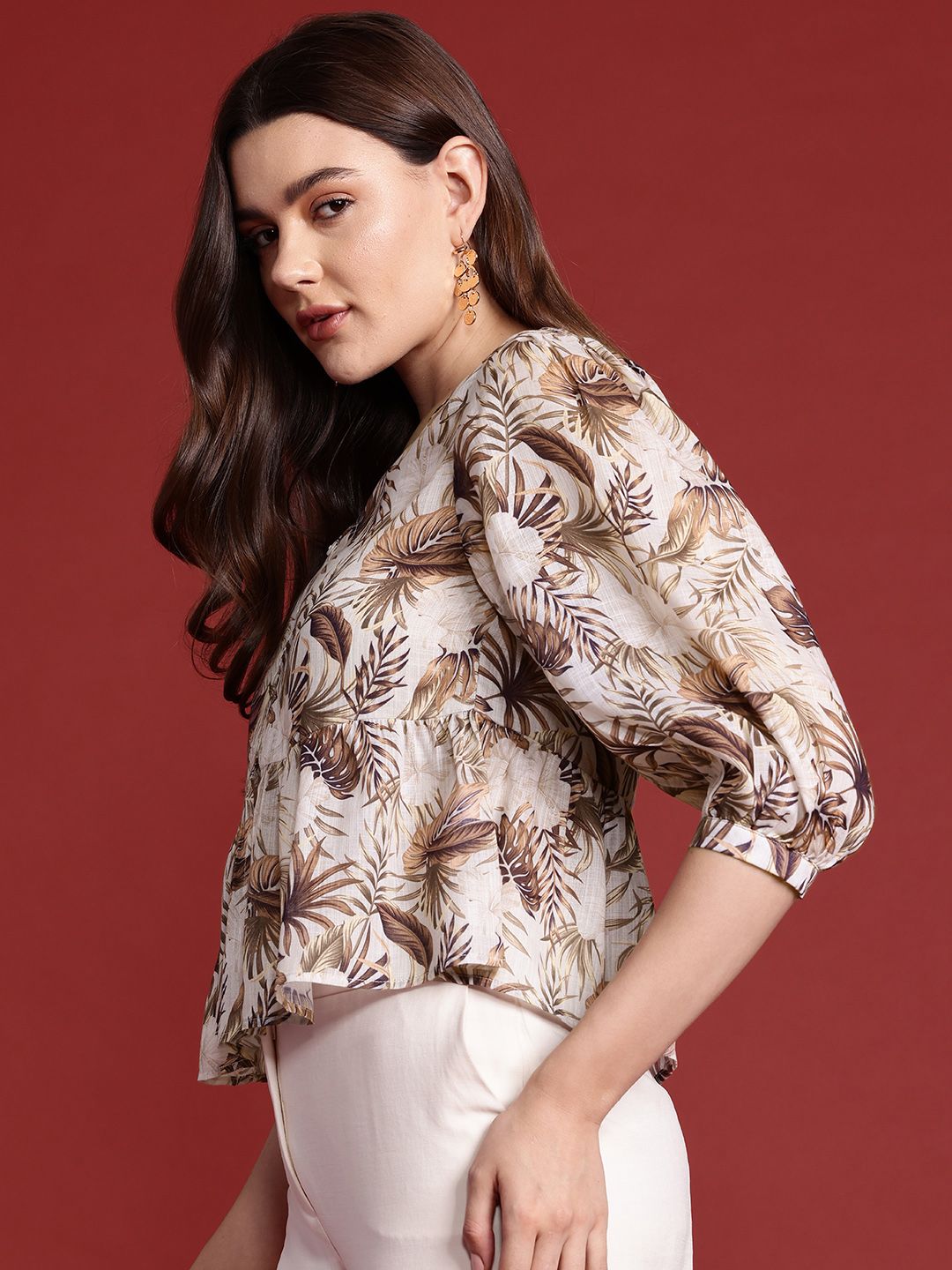 all about you Floral Print Tropical Empire Top