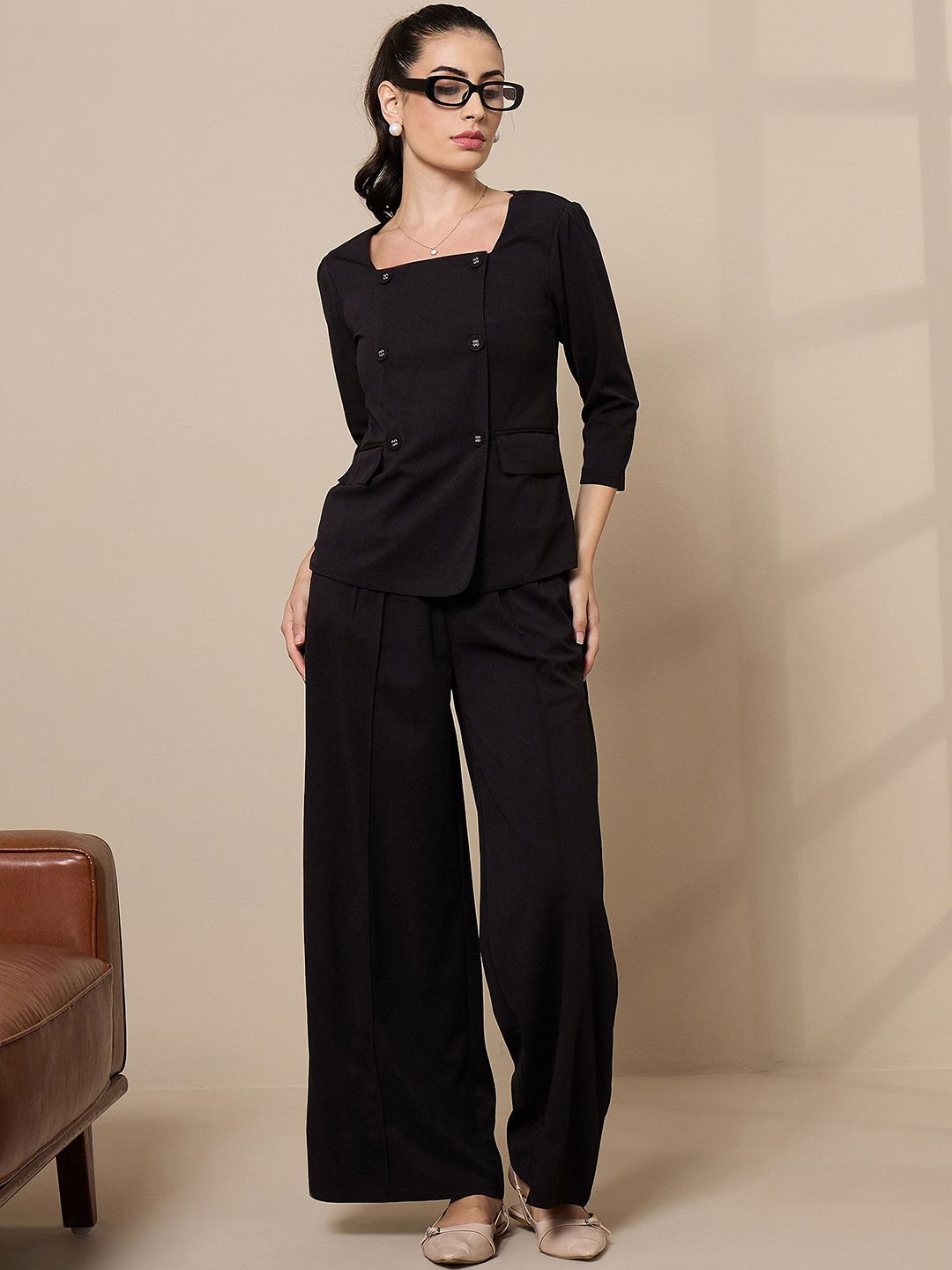 SASSAFRAS worklyf Women Relaxed Straight Leg Pleated Trousers