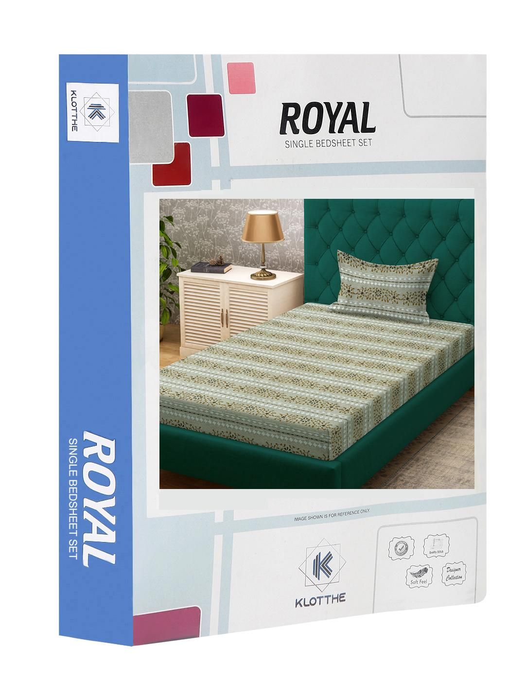 KLOTTHE Green Floral Cotton Single Bedsheets