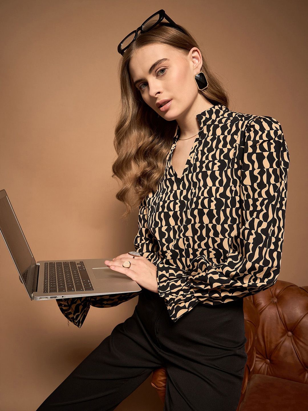 Berrylush Print Bishop Sleeves Top