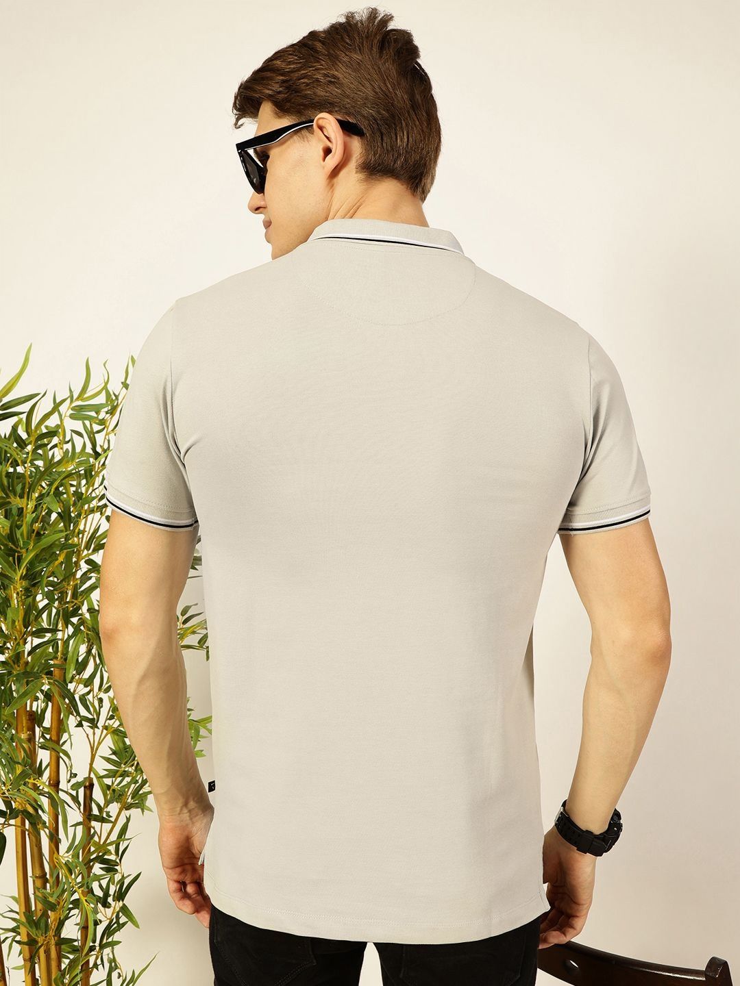 Thomas Scott Men Solid Polo Collar Cotton T-shirt