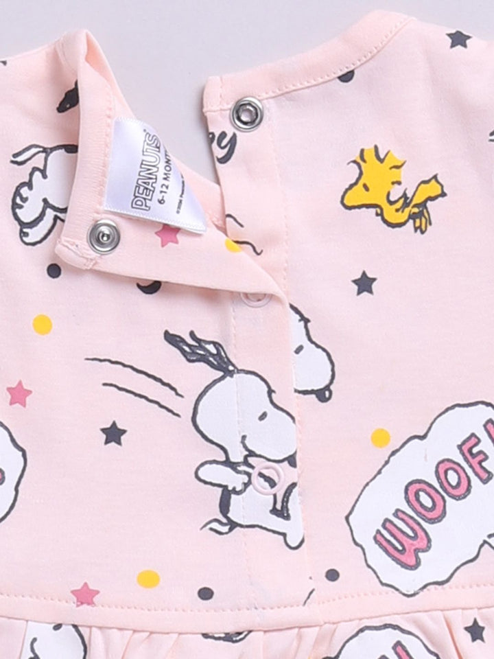 Happy Faces Infant Girls Snoopy Printed Pure Cotton A-Line Dress