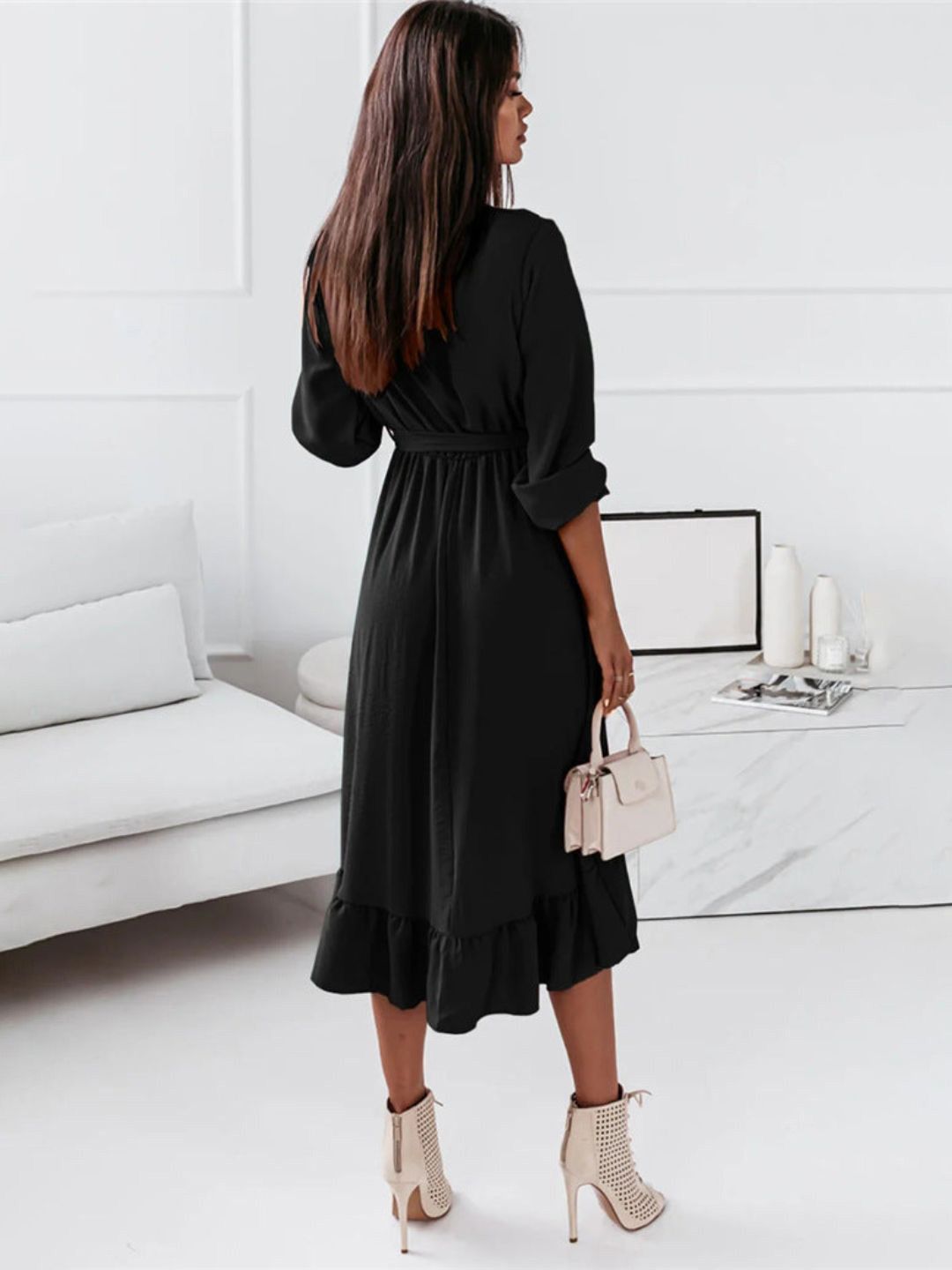 all about you V-Neck Wrap Ruffled Dress