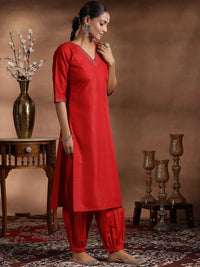Libas Zari V-Neck Straight Kurta With Salwar & Dupatta