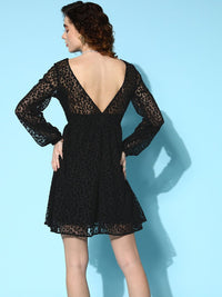 Berrylush Bishop Sleeve Fit & Flare Mini Dress