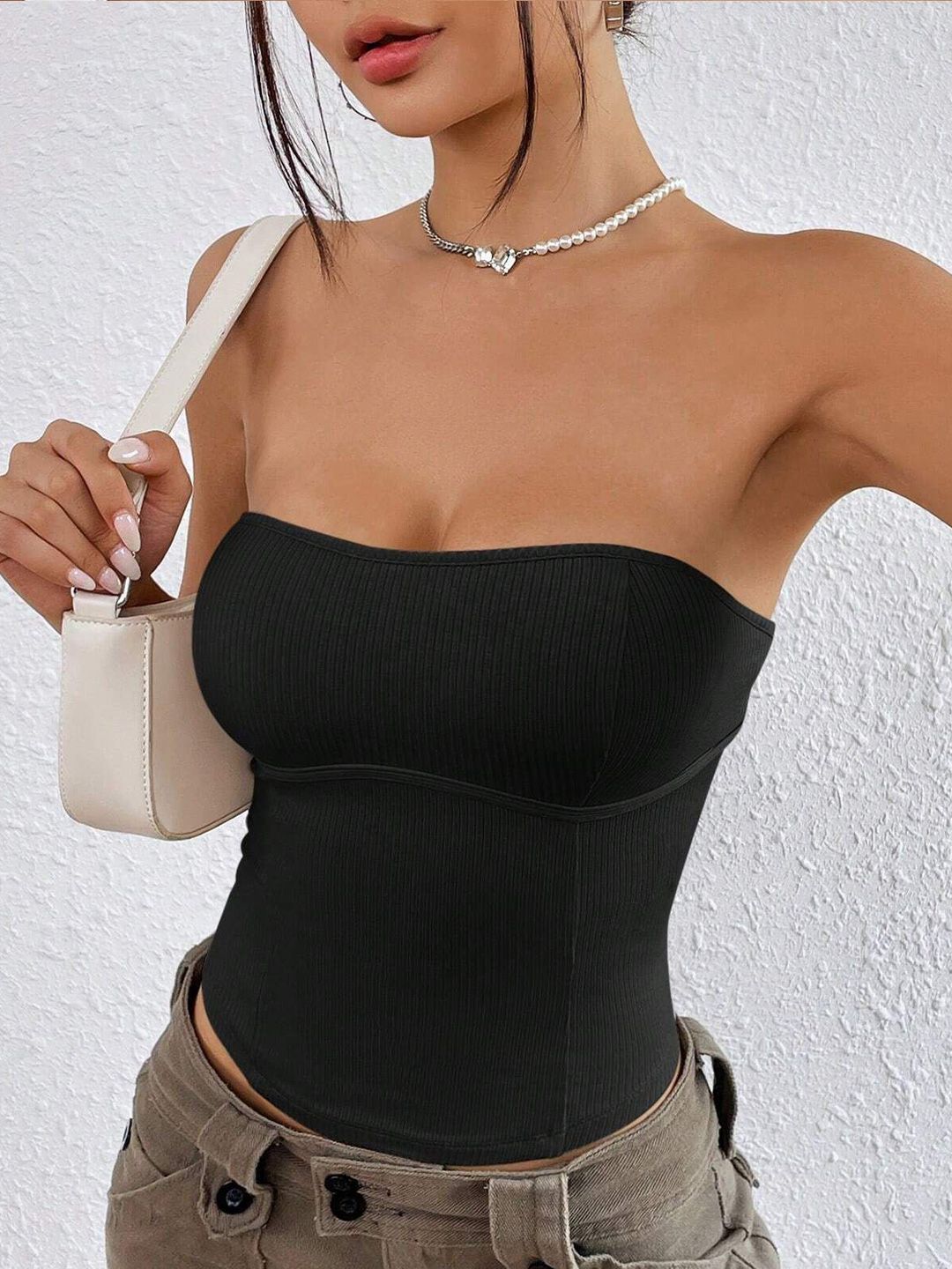 DressBerry Women Strapless Tube Crop Top