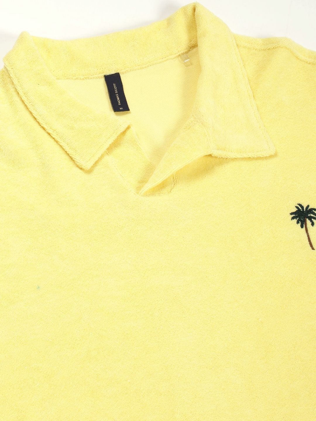 Thomas Scott Men Solid Polo Collar Cotton Relaxed Fit T-Shirt