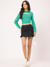 DressBerry Bold Cut-Out Fitted Crop Top