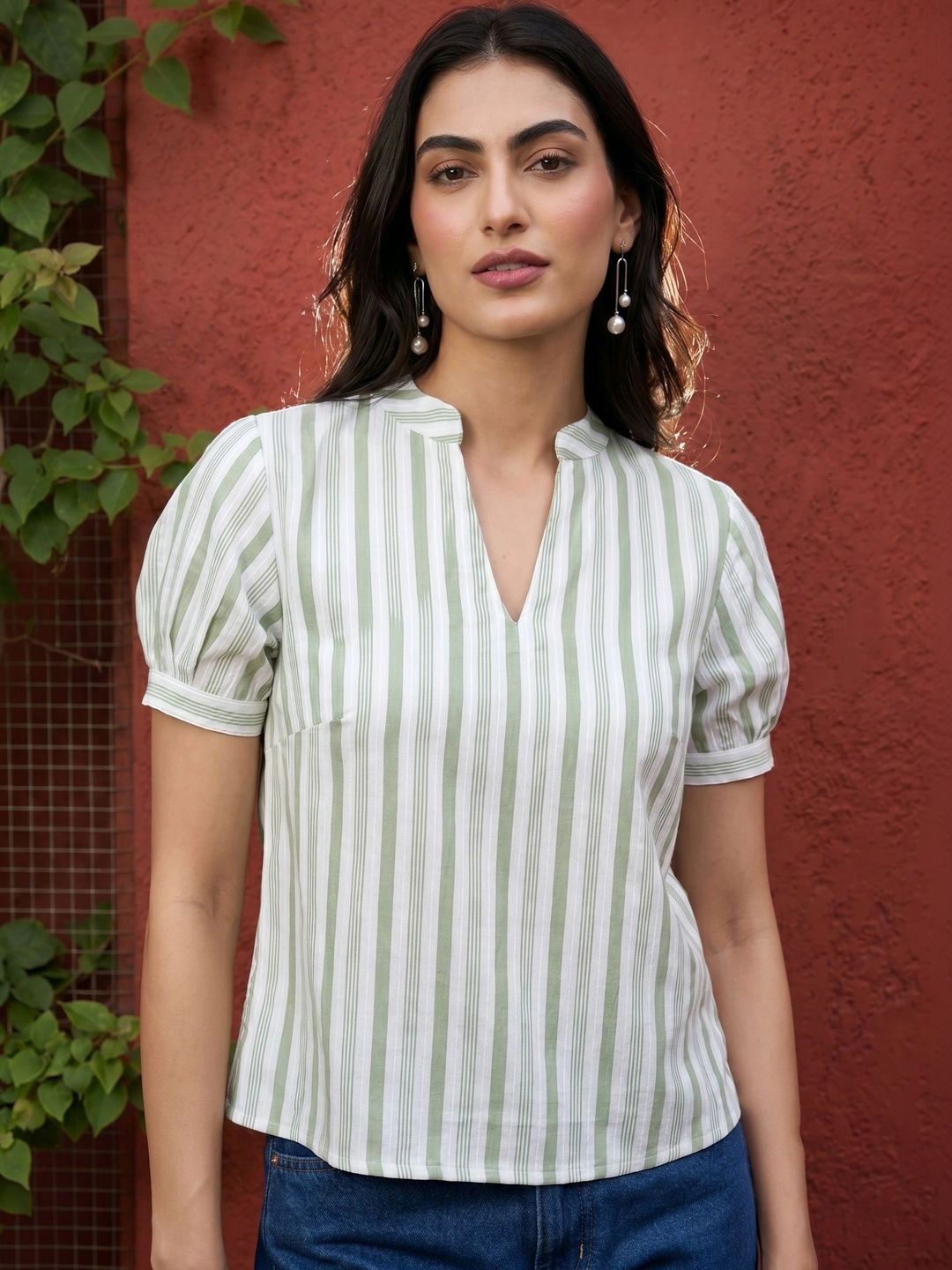 Mamicha Striped Puff Sleeve Top