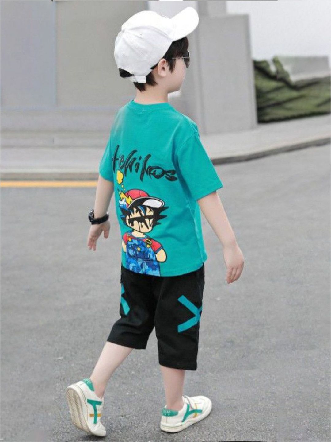 YK Boys Printed Round Neck Pure Cotton T-Shirt With Shorts