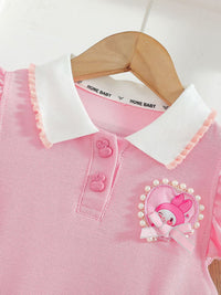 YK Girls Shirt Coller  Embellished Cap Sleeve Fit & Flare Dress