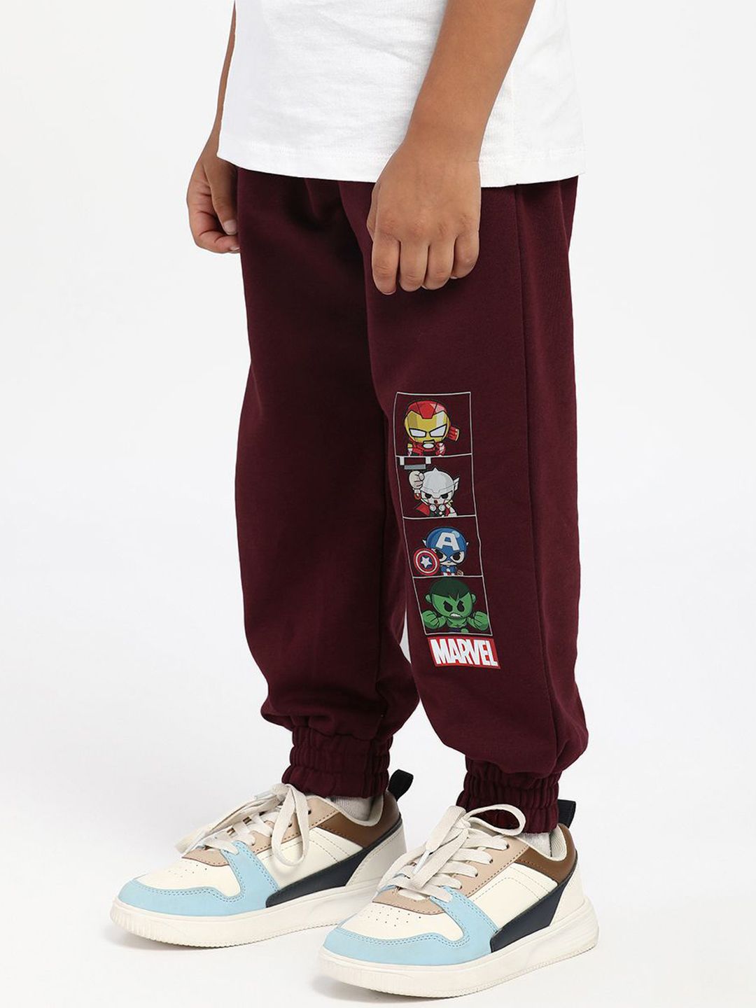 Nauti Nati Boys Marvel Printed  Mid-Rise Joggers