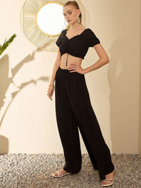 Berrylush Sweetheart Neck Crop Top With Palazzo