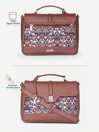 ZOUK Floral Printed Structured Satchel